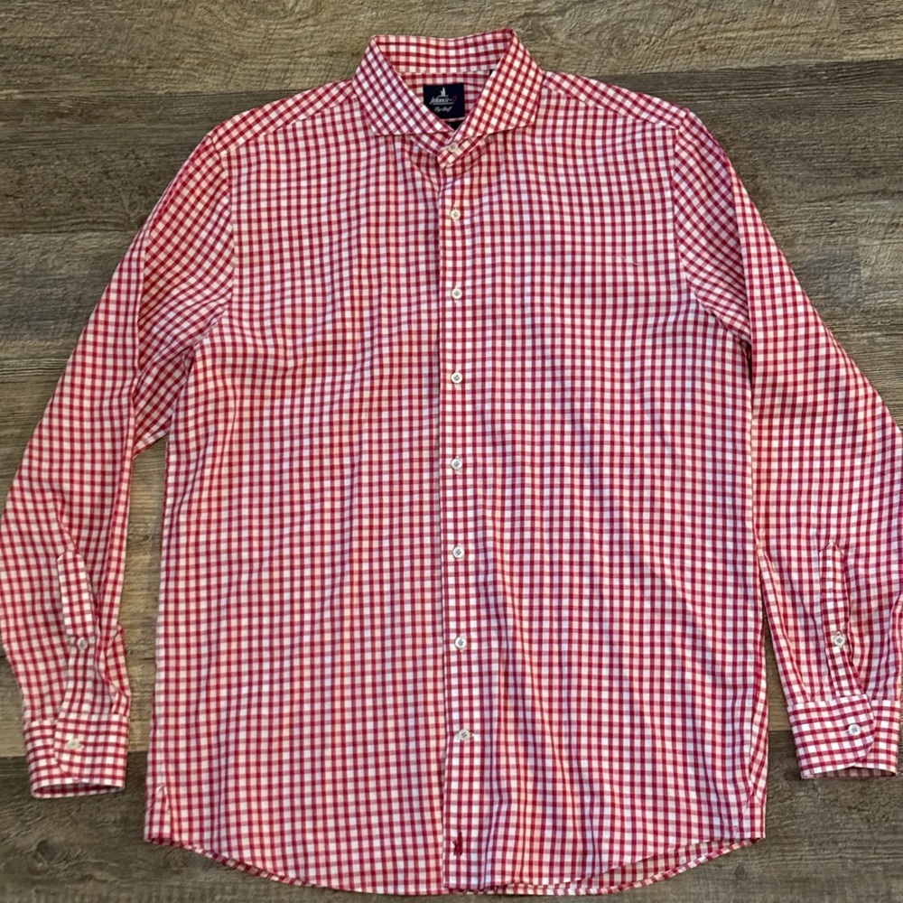 johnnie-O Red & White Gingham Button-Down Shirt